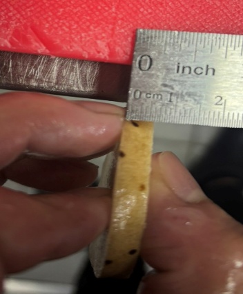 山藥片切配規格：厚度 0.5 公分；毛要燒掉、不去皮，備料時有器具輔助